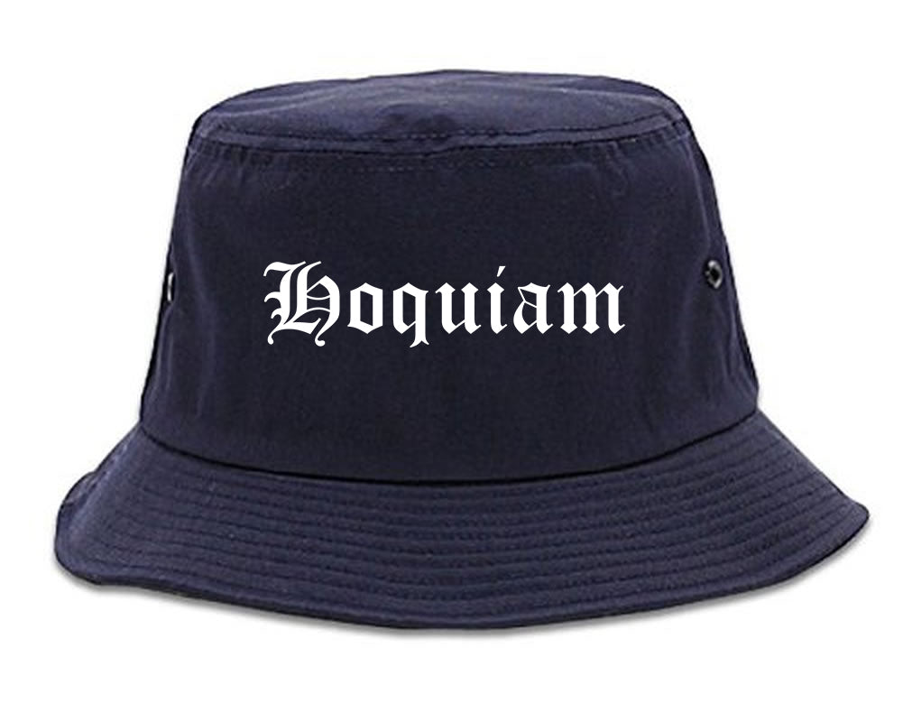 Hoquiam Washington WA Old English Mens Bucket Hat Navy Blue