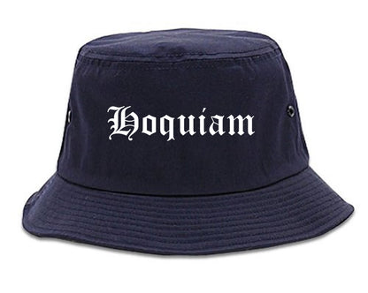 Hoquiam Washington WA Old English Mens Bucket Hat Navy Blue