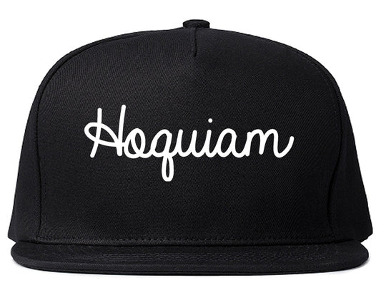 Hoquiam Washington WA Script Mens Snapback Hat Black