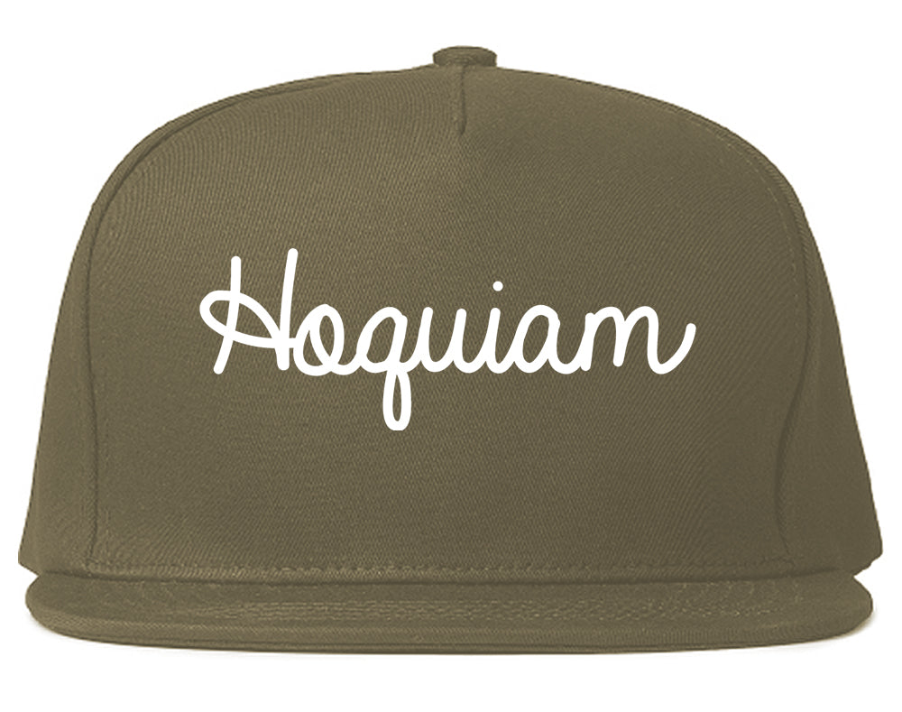 Hoquiam Washington WA Script Mens Snapback Hat Grey