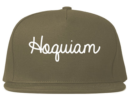 Hoquiam Washington WA Script Mens Snapback Hat Grey