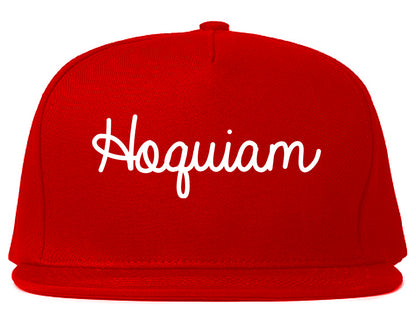 Hoquiam Washington WA Script Mens Snapback Hat Red