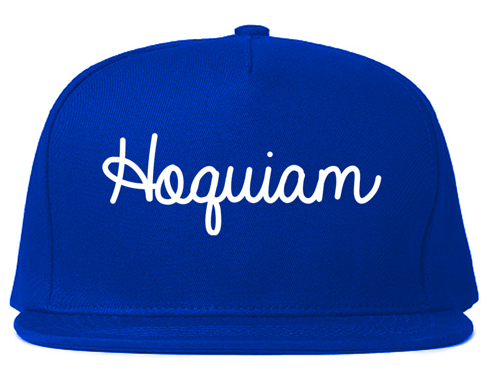 Hoquiam Washington WA Script Mens Snapback Hat Royal Blue