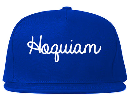 Hoquiam Washington WA Script Mens Snapback Hat Royal Blue