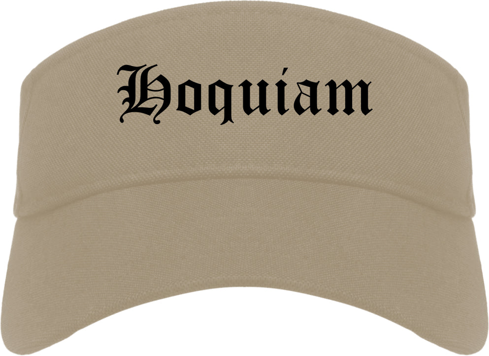 Hoquiam Washington WA Old English Mens Visor Cap Hat Khaki