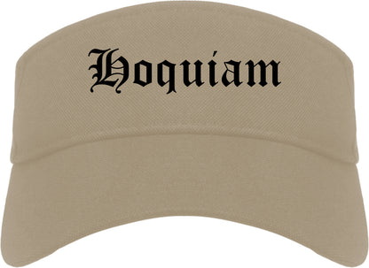 Hoquiam Washington WA Old English Mens Visor Cap Hat Khaki