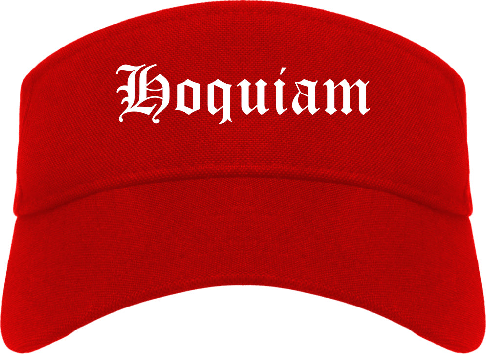 Hoquiam Washington WA Old English Mens Visor Cap Hat Red