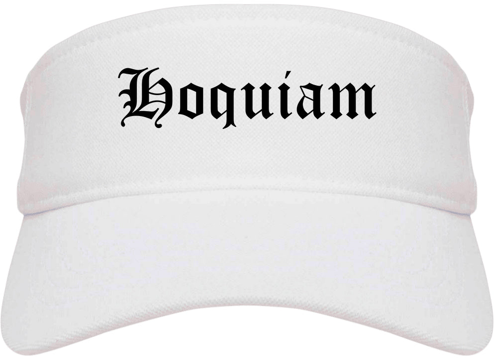 Hoquiam Washington WA Old English Mens Visor Cap Hat White