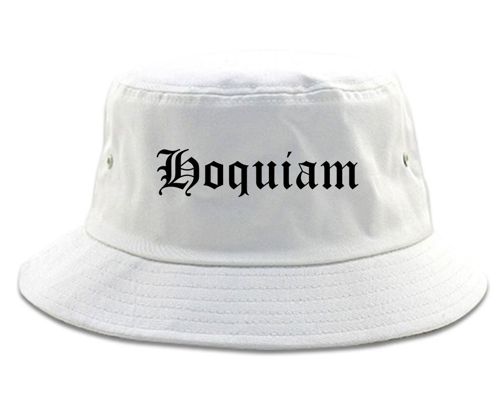 Hoquiam Washington WA Old English Mens Bucket Hat White