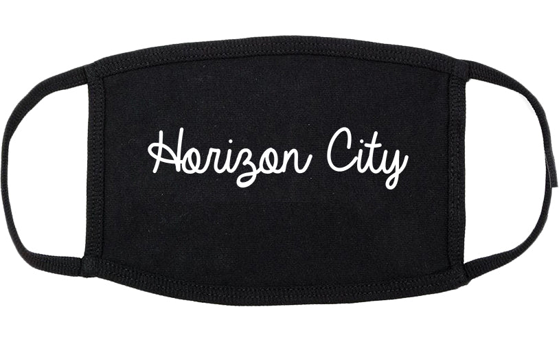 Horizon City Texas TX Script Cotton Face Mask Black