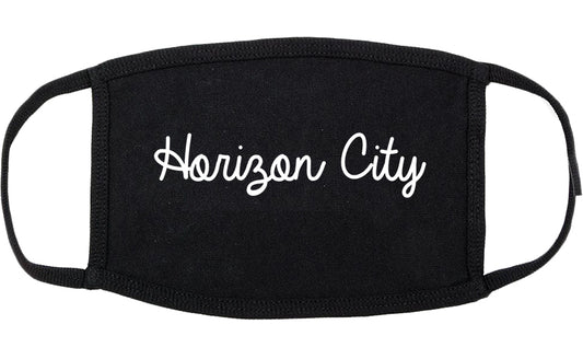 Horizon City Texas TX Script Cotton Face Mask Black