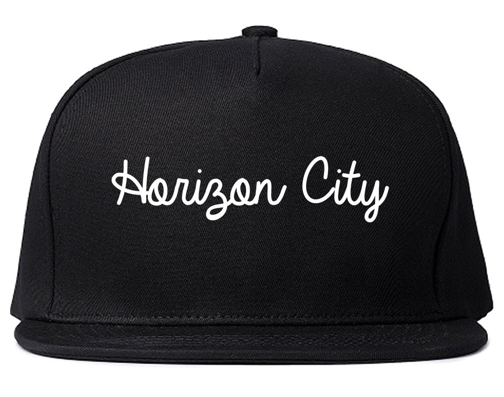 Horizon City Texas TX Script Mens Snapback Hat Black