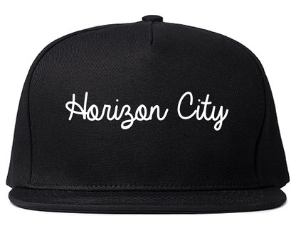 Horizon City Texas TX Script Mens Snapback Hat Black