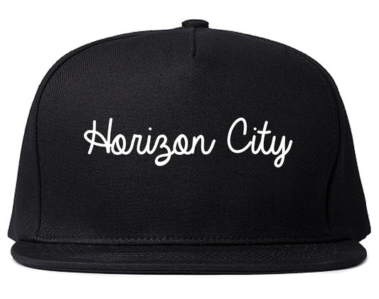 Horizon City Texas TX Script Mens Snapback Hat Black