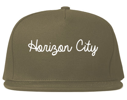 Horizon City Texas TX Script Mens Snapback Hat Grey