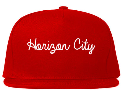 Horizon City Texas TX Script Mens Snapback Hat Red