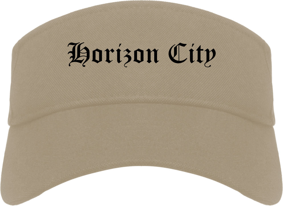 Horizon City Texas TX Old English Mens Visor Cap Hat Khaki