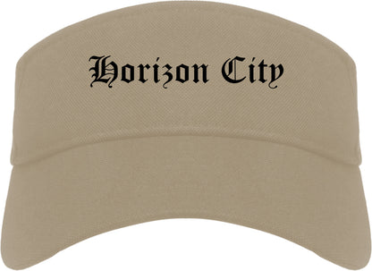 Horizon City Texas TX Old English Mens Visor Cap Hat Khaki