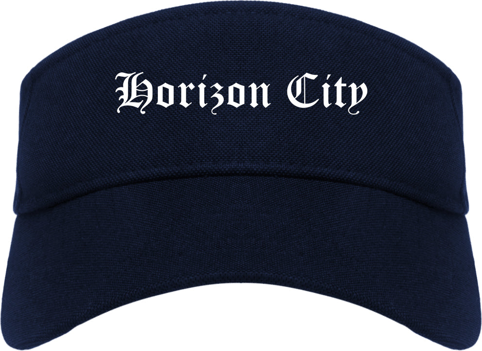 Horizon City Texas TX Old English Mens Visor Cap Hat Navy Blue