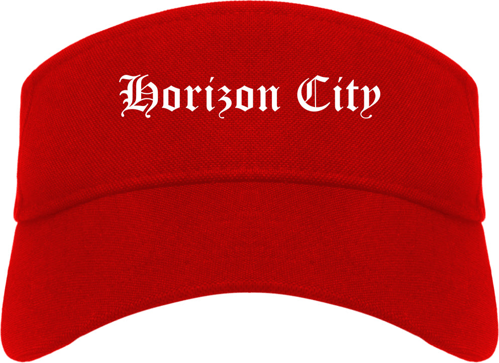 Horizon City Texas TX Old English Mens Visor Cap Hat Red