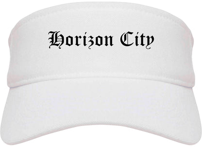 Horizon City Texas TX Old English Mens Visor Cap Hat White