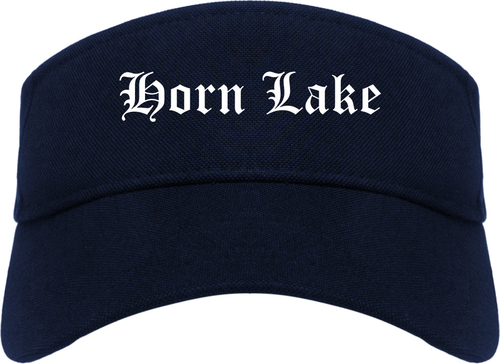 Horn Lake Mississippi MS Old English Mens Visor Cap Hat Navy Blue