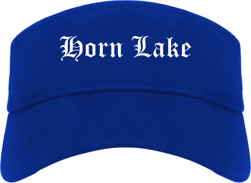 Horn Lake Mississippi MS Old English Mens Visor Cap Hat Royal Blue