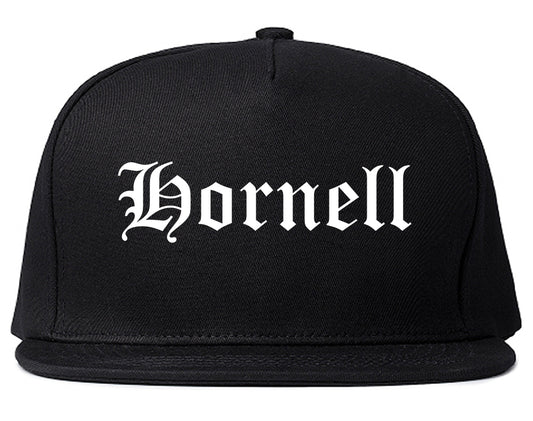 Hornell New York NY Old English Mens Snapback Hat Black