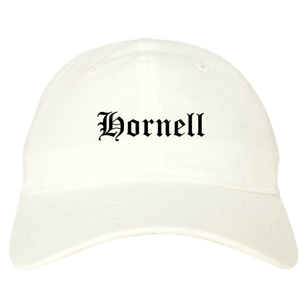 Hornell New York NY Old English Mens Dad Hat Baseball Cap White