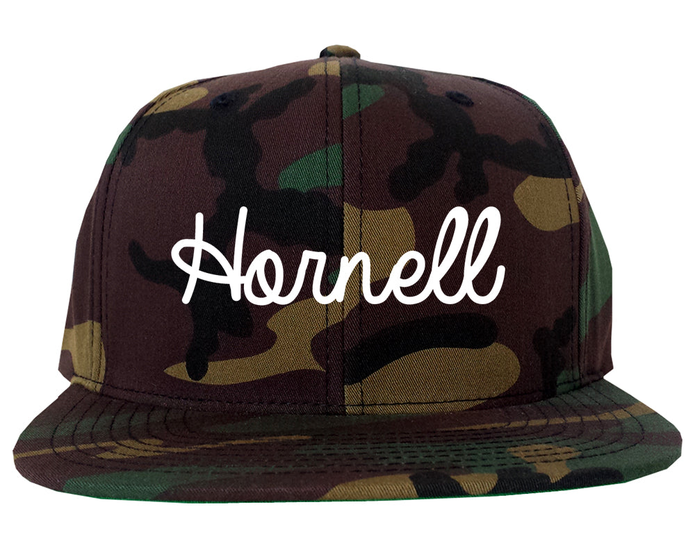 Hornell New York NY Script Mens Snapback Hat Army Camo