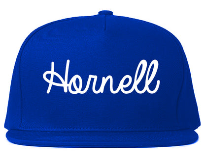 Hornell New York NY Script Mens Snapback Hat Royal Blue