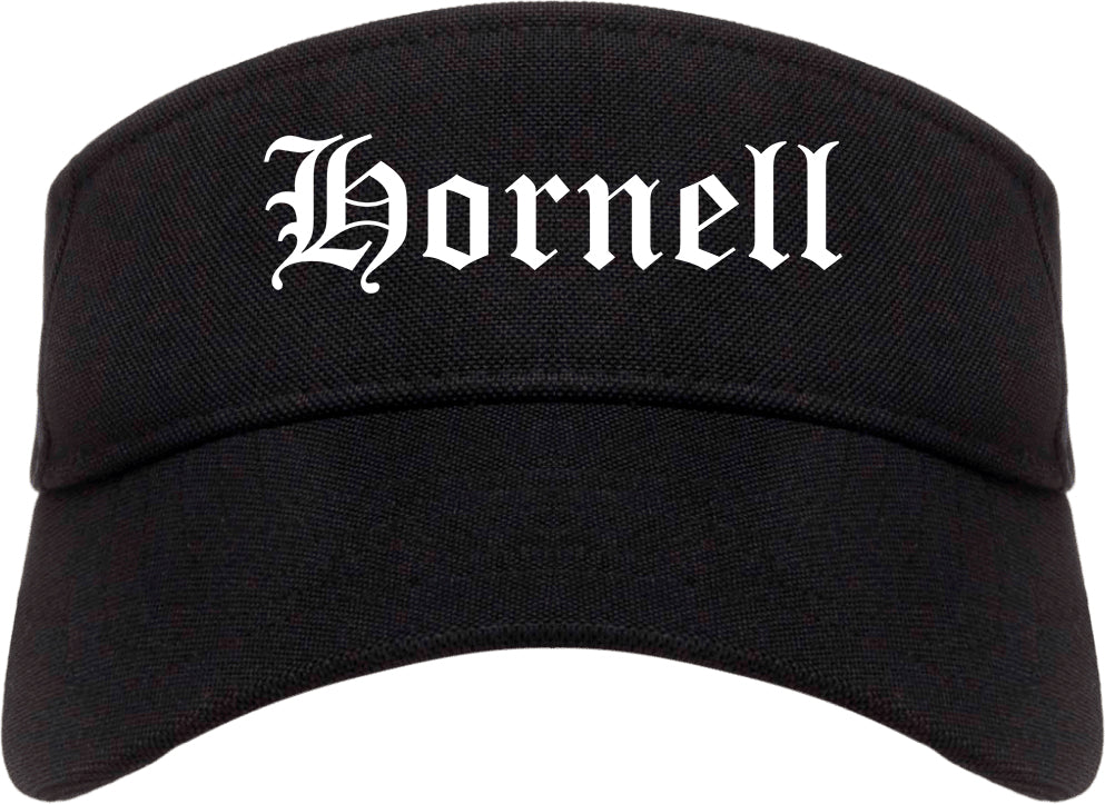 Hornell New York NY Old English Mens Visor Cap Hat Black