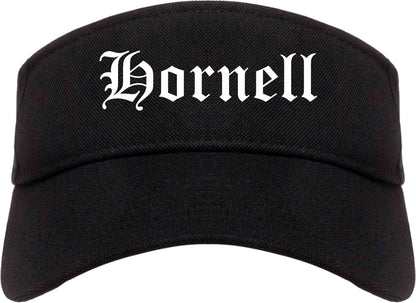 Hornell New York NY Old English Mens Visor Cap Hat Black