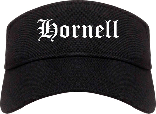 Hornell New York NY Old English Mens Visor Cap Hat Black