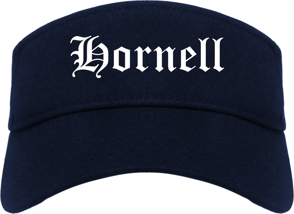 Hornell New York NY Old English Mens Visor Cap Hat Navy Blue