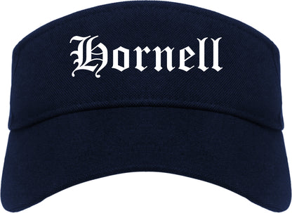 Hornell New York NY Old English Mens Visor Cap Hat Navy Blue