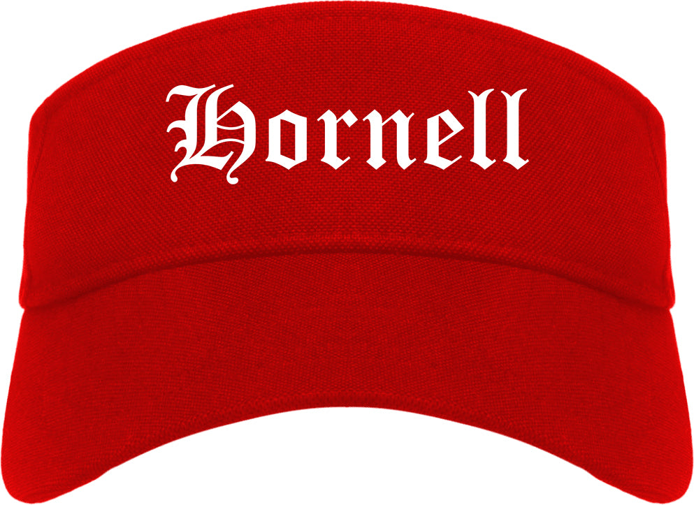 Hornell New York NY Old English Mens Visor Cap Hat Red