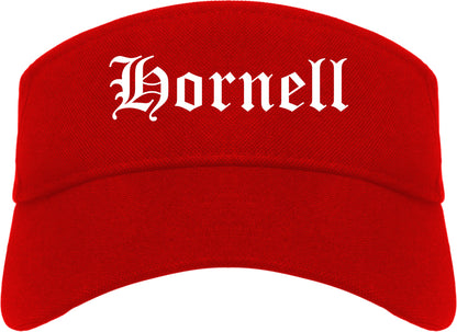 Hornell New York NY Old English Mens Visor Cap Hat Red