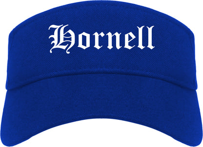 Hornell New York NY Old English Mens Visor Cap Hat Royal Blue