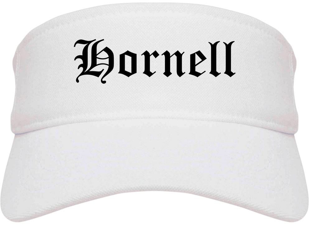 Hornell New York NY Old English Mens Visor Cap Hat White