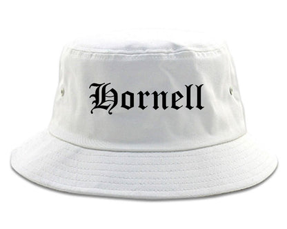 Hornell New York NY Old English Mens Bucket Hat White
