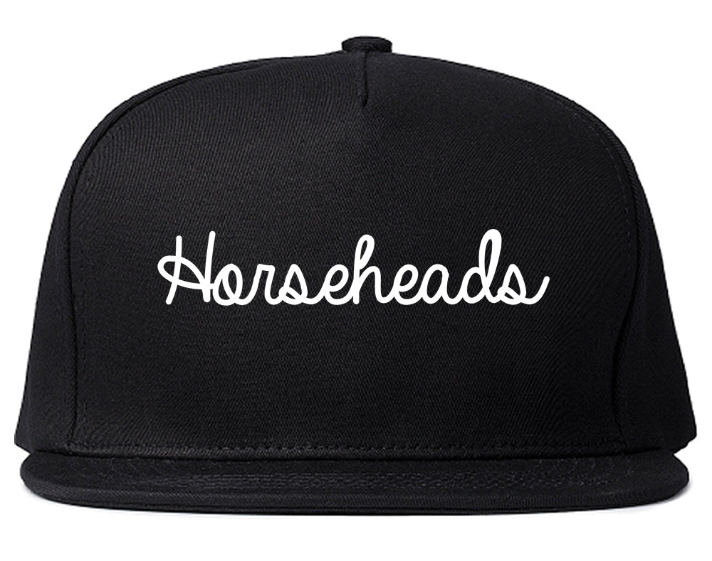 Horseheads New York NY Script Mens Snapback Hat Black