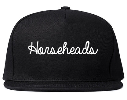 Horseheads New York NY Script Mens Snapback Hat Black