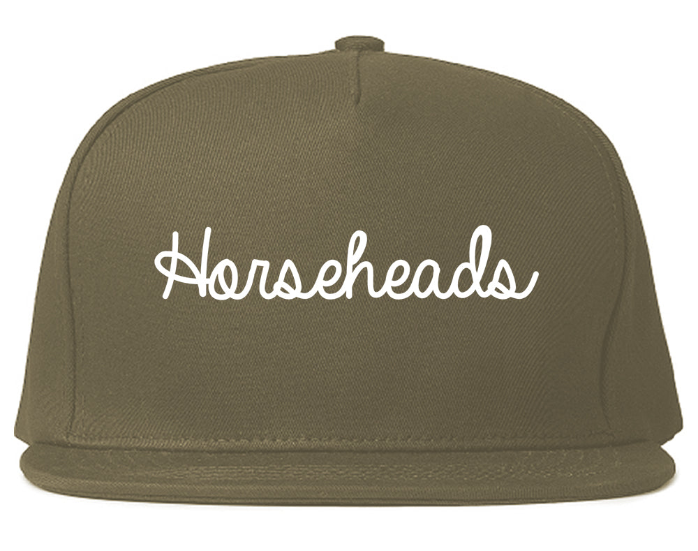 Horseheads New York NY Script Mens Snapback Hat Grey