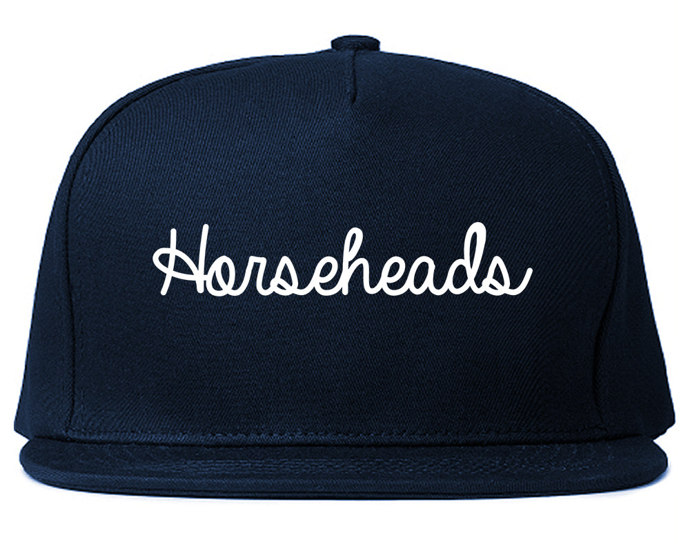 Horseheads New York NY Script Mens Snapback Hat Navy Blue