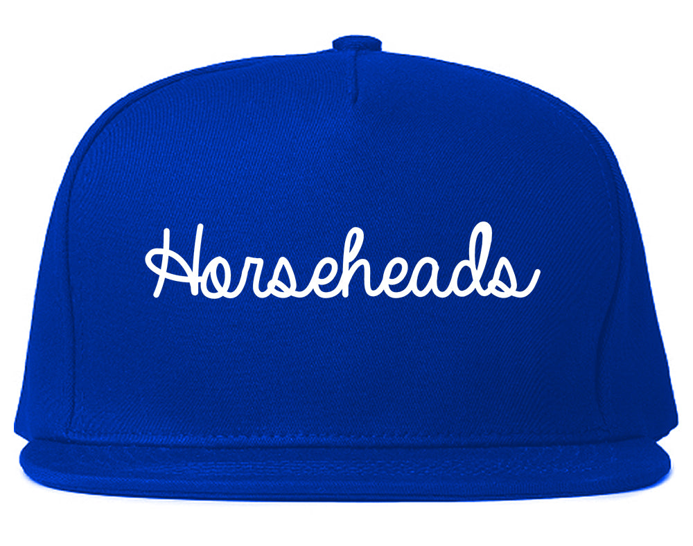 Horseheads New York NY Script Mens Snapback Hat Royal Blue