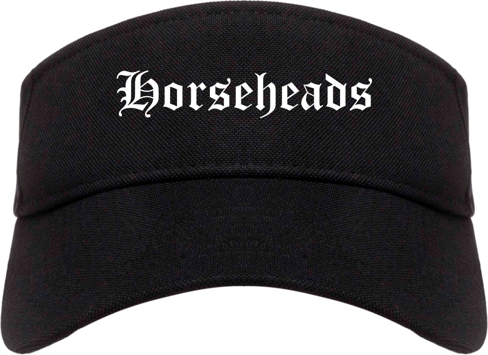 Horseheads New York NY Old English Mens Visor Cap Hat Black