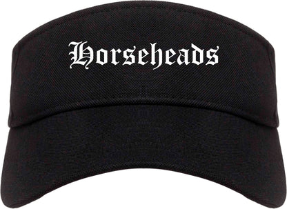 Horseheads New York NY Old English Mens Visor Cap Hat Black