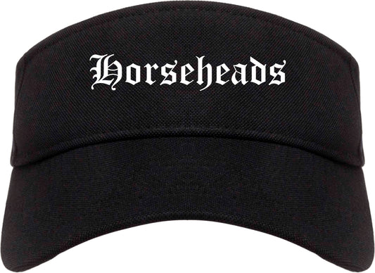 Horseheads New York NY Old English Mens Visor Cap Hat Black