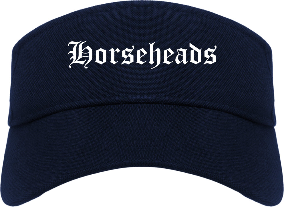 Horseheads New York NY Old English Mens Visor Cap Hat Navy Blue
